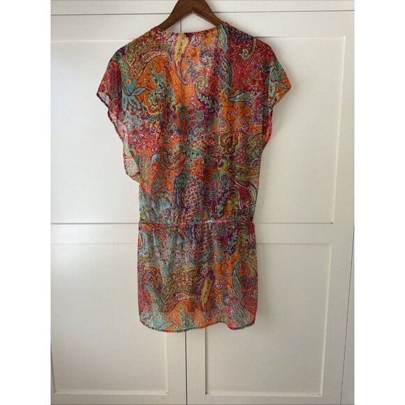 RALPH LAUREN 🌸 SHEER BOLD PRINT / BLOUSE / COVER UP - Picture 4 of 16